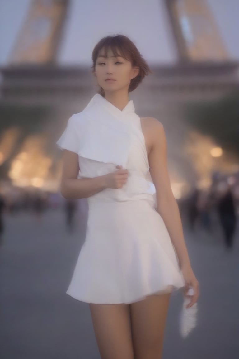 A kaleidoscope of vibrant colors and athletic elegance fills the iconic Champs-Élysées as numerous pretty sportsgirls from around the world attend the Opening Ceremony of the 2024 Paris Olympics. Amidst the Eiffel Tower's majestic backdrop, a sea of flags waves in unison, showcasing unity among nations. Multinational athletes beam with excitement and pride, their faces illuminated by the soft golden glow of setting sun. MikieHara's masterpiece captures the essence of international camaraderie, as sportsgirls clad in gleaming white attire pose confidently against a backdrop of twinkling lights and grandeur.