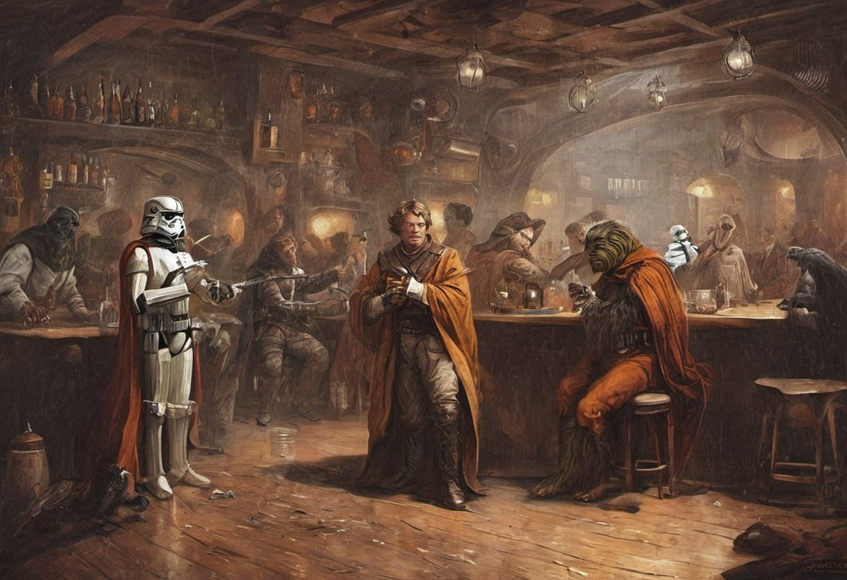 Alessandro Magnasco style, Star Wars, bar