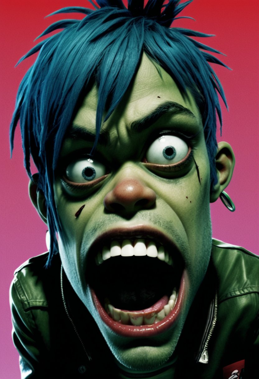 score_9, source_Poster, (?!-frame comic) Tortured by jamie christopher hewlett (Gorillaz), All Color