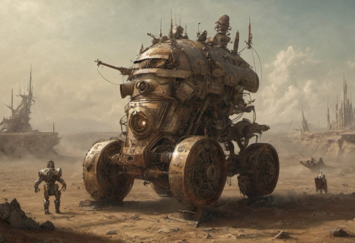 Alessandro Magnasco-esque, tortured by westerns, steampunk, piloting robots, Star Wars