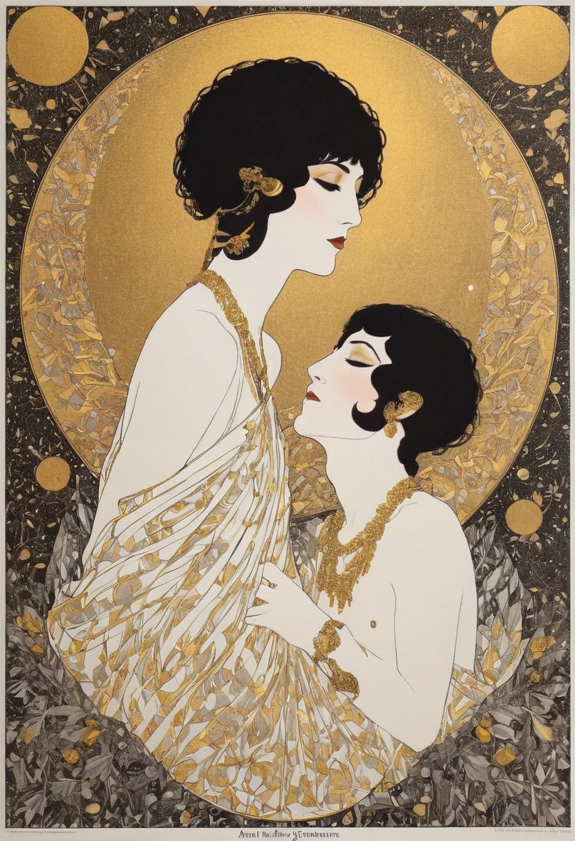  (80s poster) Aubrey Vincent Beardsley and Heinz Edelmann, Art Station, Full Color,alchemy, Gold Dust