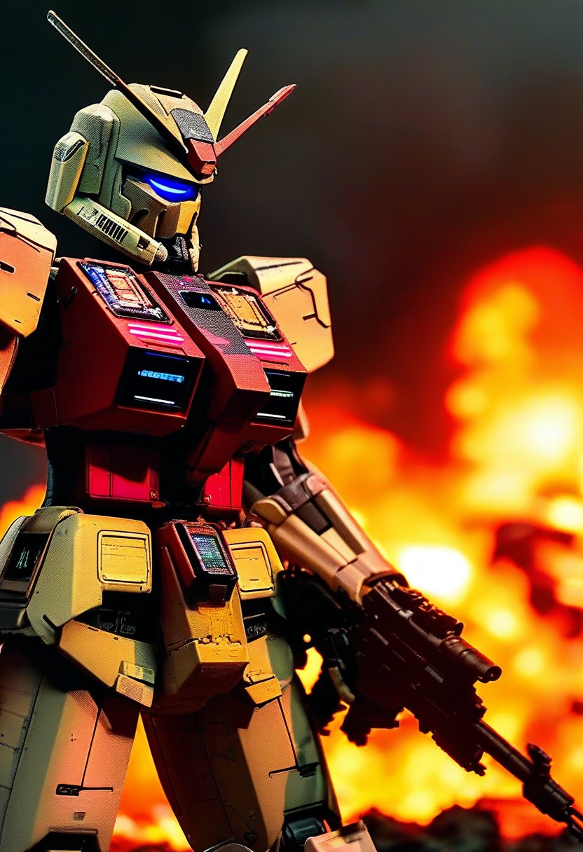 Gundam captures images of the battlefield ((viewed through thermography and night vision cameras))
