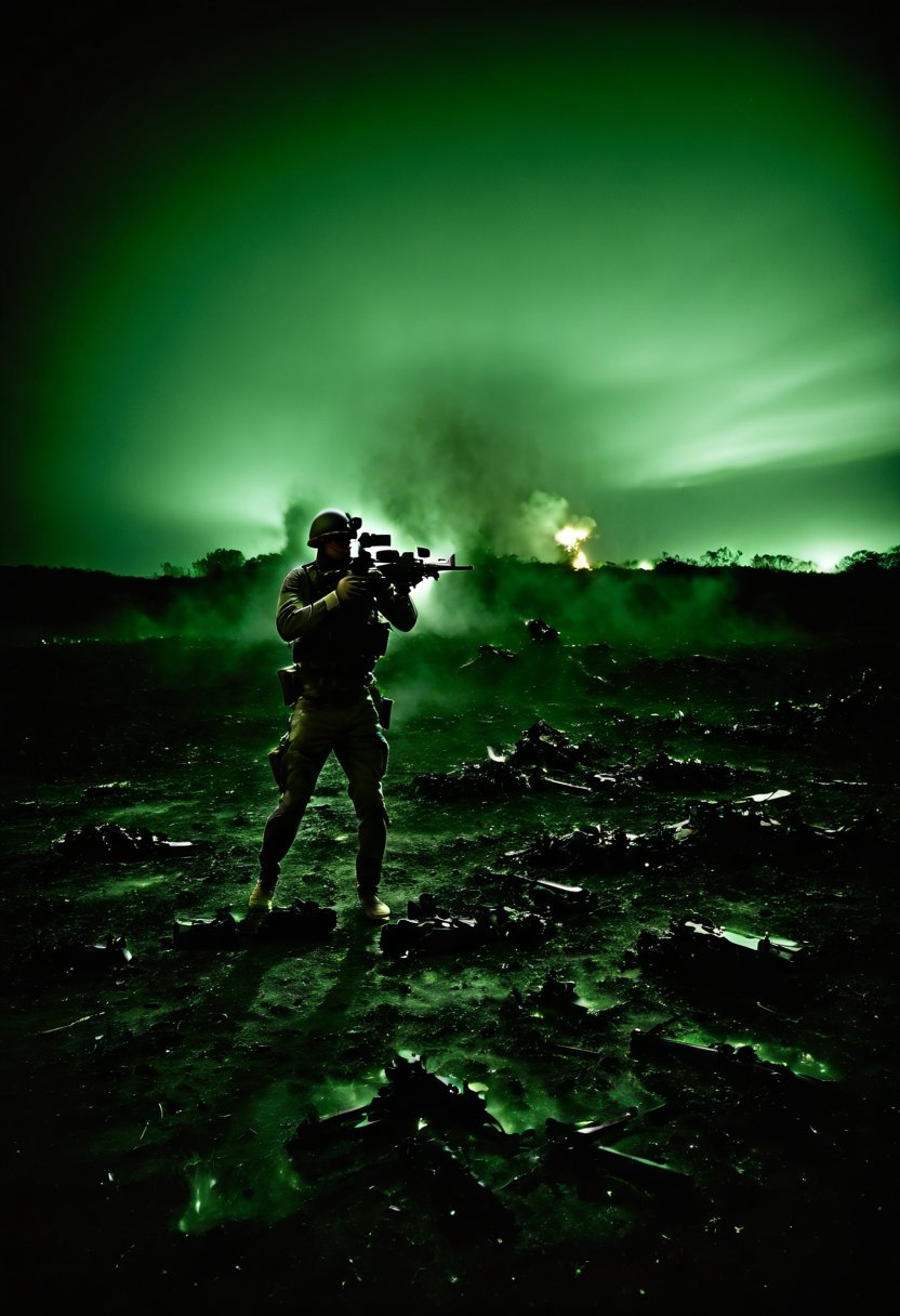 Capture images of the battlefield (using thermal and night vision cameras) Battlefield scene, Black Ops, Debris, Explosion, DonMD34thM4g1cXL, Transparent glass skin