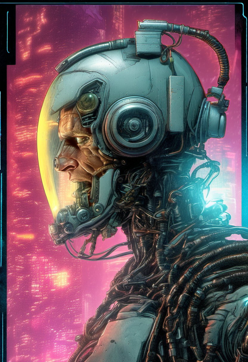 (?!-Panel Comic) Tortured by Heinz Edelmann (cyberpunk), Art Station, Bande Dessinée story transcription, full color,vector,APEX colourful ,Movie Poster,DonMD34thKn1gh7XL