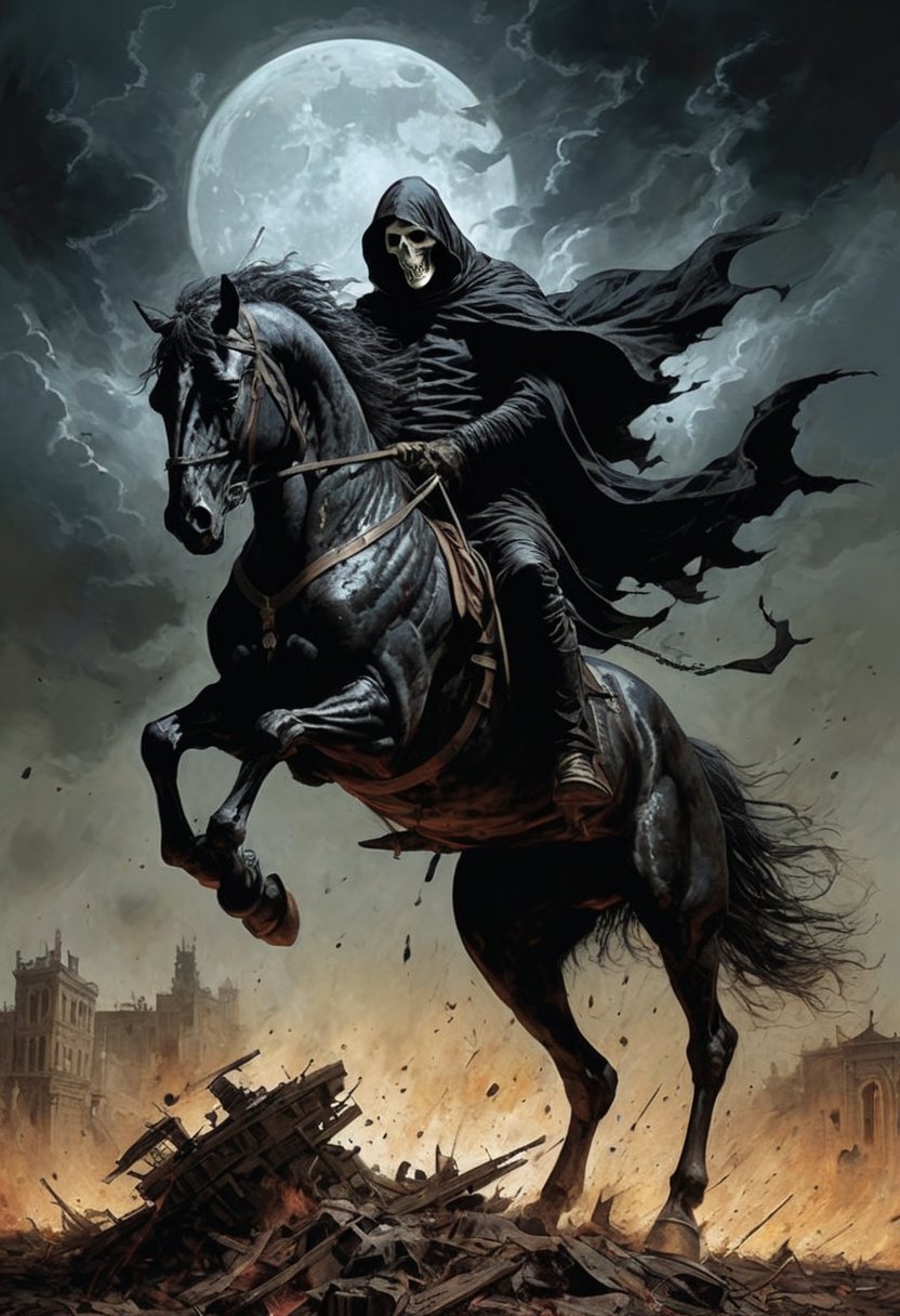  Frank A collaboration between Alessandro Magnasco and Frank Miller: the black horse of the apocalypse and the Grim Reaper