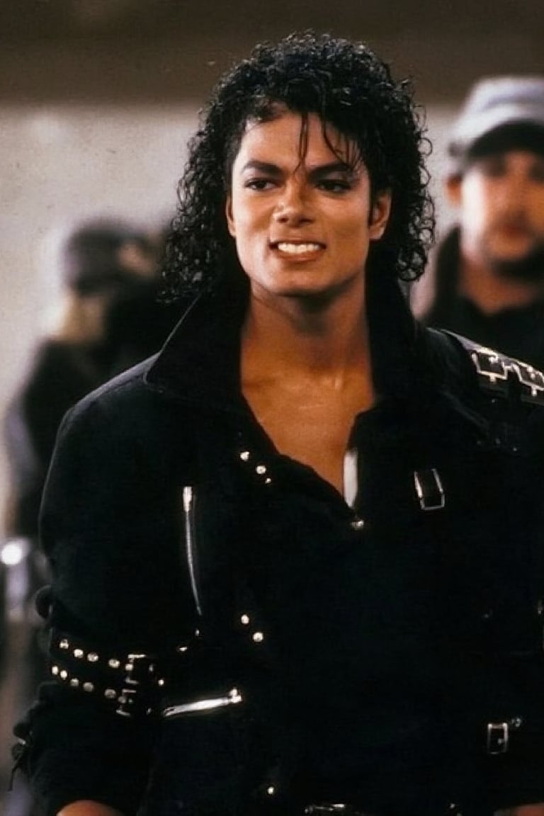 Photo of MJBAD87 Michael Jackson 1987 man 80s cyberpunk black jacket subway place dancing face closeup pose clenched teeth angry face closeup  ,subway87