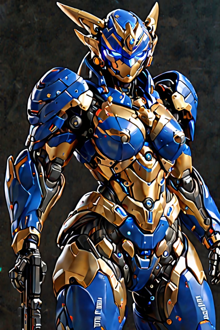 Robot Mode:

General Appearance: Aurelia Prime is a Transformer with imposing presence and elegance. Her armor is composed of shiny gold metal, combined with white and blue details that highlight her sophistication and power. She has a slender, lithe figure, with smooth, streamlined lines that suggest both grace and strength.

Head and Eyes: Her head has a streamlined and elegant structure, with a visor that covers her bright deep blue eyes. Her eyes emit flashes of golden light, reflecting her determination and wisdom as a leader.

Torso and Limbs: Aurelia Prime's torso is designed with feminine curves that balance endurance and agility. Her limbs are agile and muscular, adapted for quick and precise movements in combat.

Weapons and Armament: Aurelia Prime carries a sturdy golden shield on one arm, decorated with intricate patterns that reflect her status as her leader. In her other arm, she has a blue energy sword that glows brightly when activated. Additionally, she is equipped with shoulder-mounted plasma cannons that can fire blasts of concentrated energy with lethal precision.