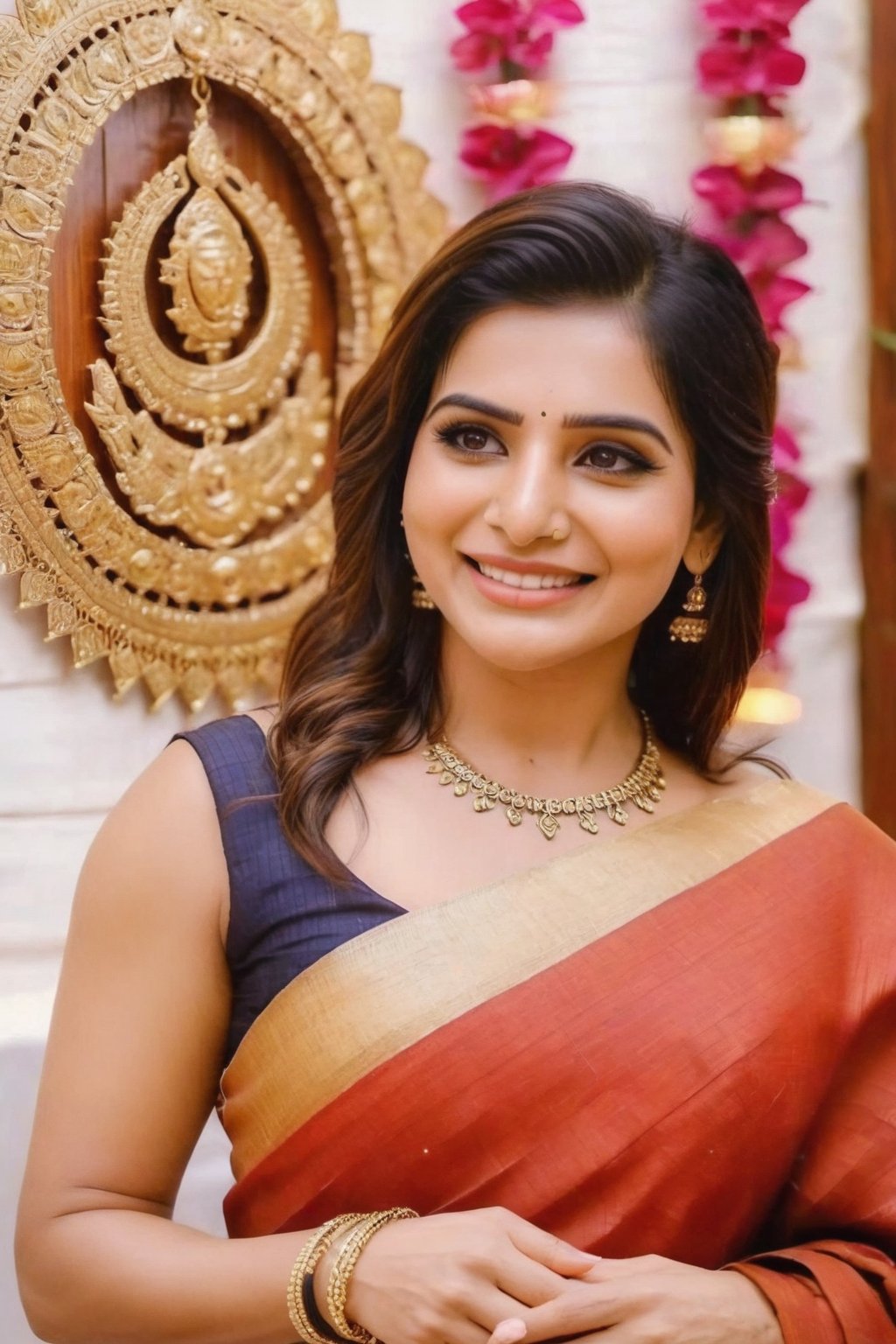  Cute smile Beautiful  Traditional Queen 👑 Fantasy Realistic Infinity ♾️  AI Samantha Ruth Prabhu