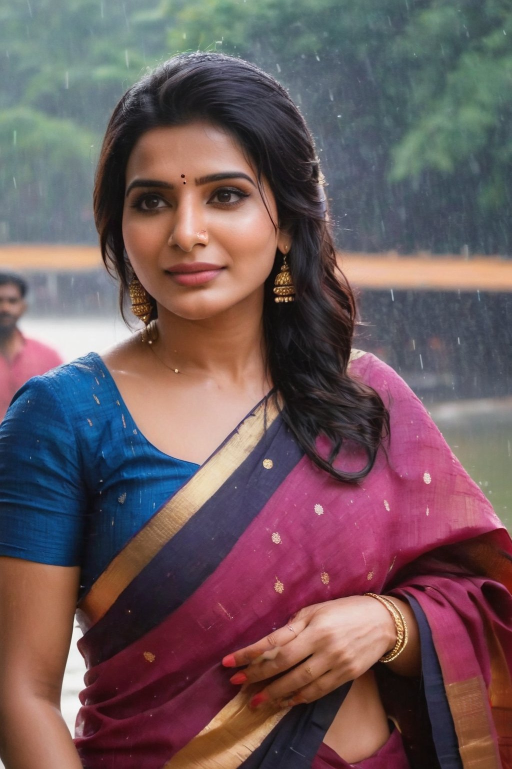 Samantha Ruth Prabhu in rain in Agra Hottest celebrity 🥵 😍 Cute Beautiful Saree Traditional Queen Aesthetic Realistic Fantasy AI Samantha Ruth Prabhu Instagram model, long black_hair, colorful hair, warm, dacing,  indian,Young beauty spirit,shoot.  full photo, full length,  
, top to bottom,
,Future girl,Samantha Ruth Prabhu,18+,SamanthaRuthPrabhu