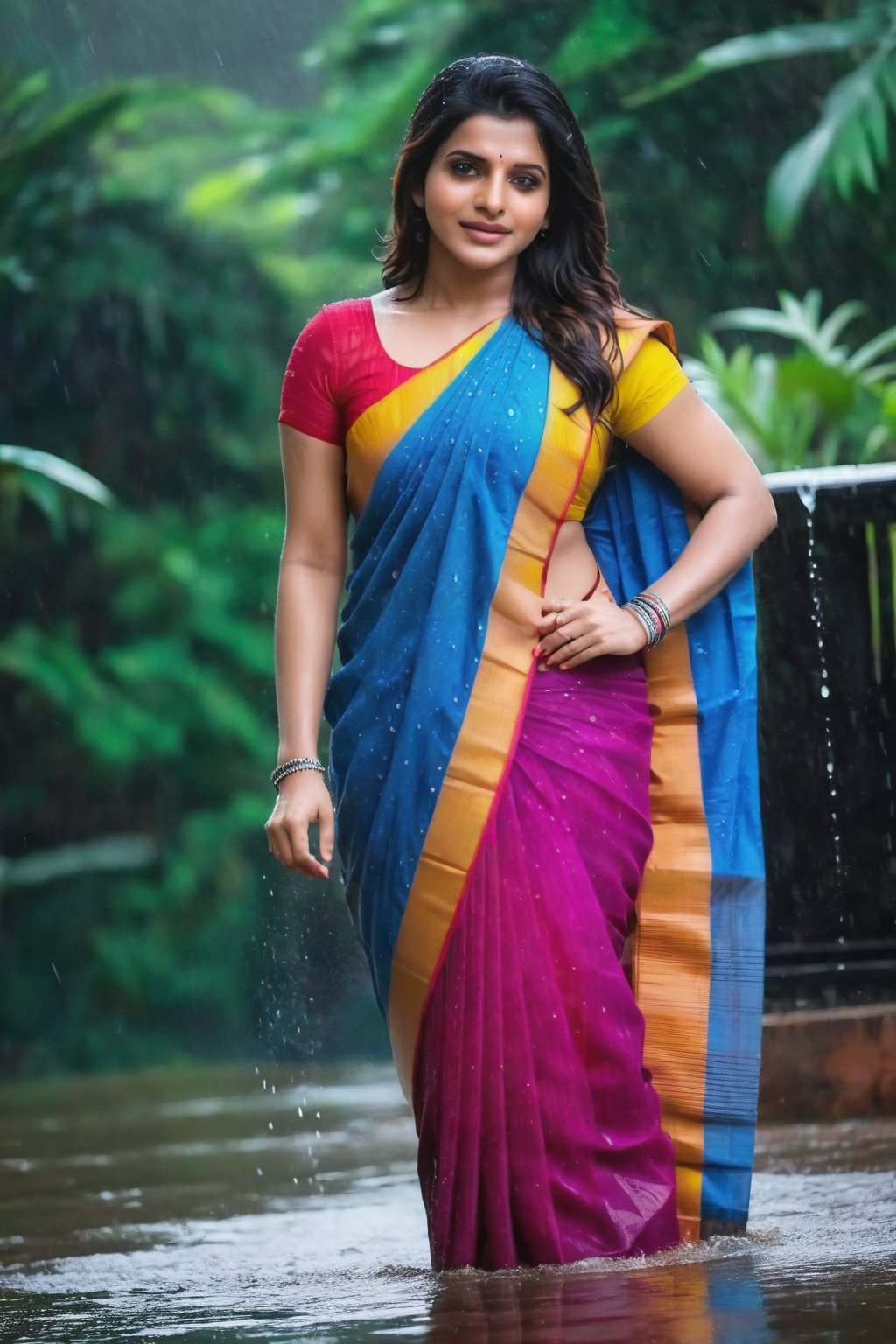 Wet saree in rain in Chemistry ⚗️ 🧪 lab🧪 🧫 Cute Beautiful Saree Traditional Queen Aesthetic Realistic Fantasy AI Samantha Ruth Prabhu Instagram model, long black_hair, colorful hair, warm, dacing,  indian,Young beauty spirit,shoot.  full photo, full length,  
, top to bottom,
,Future girl,Samantha Ruth Prabhu,18+,SamanthaRuthPrabhu