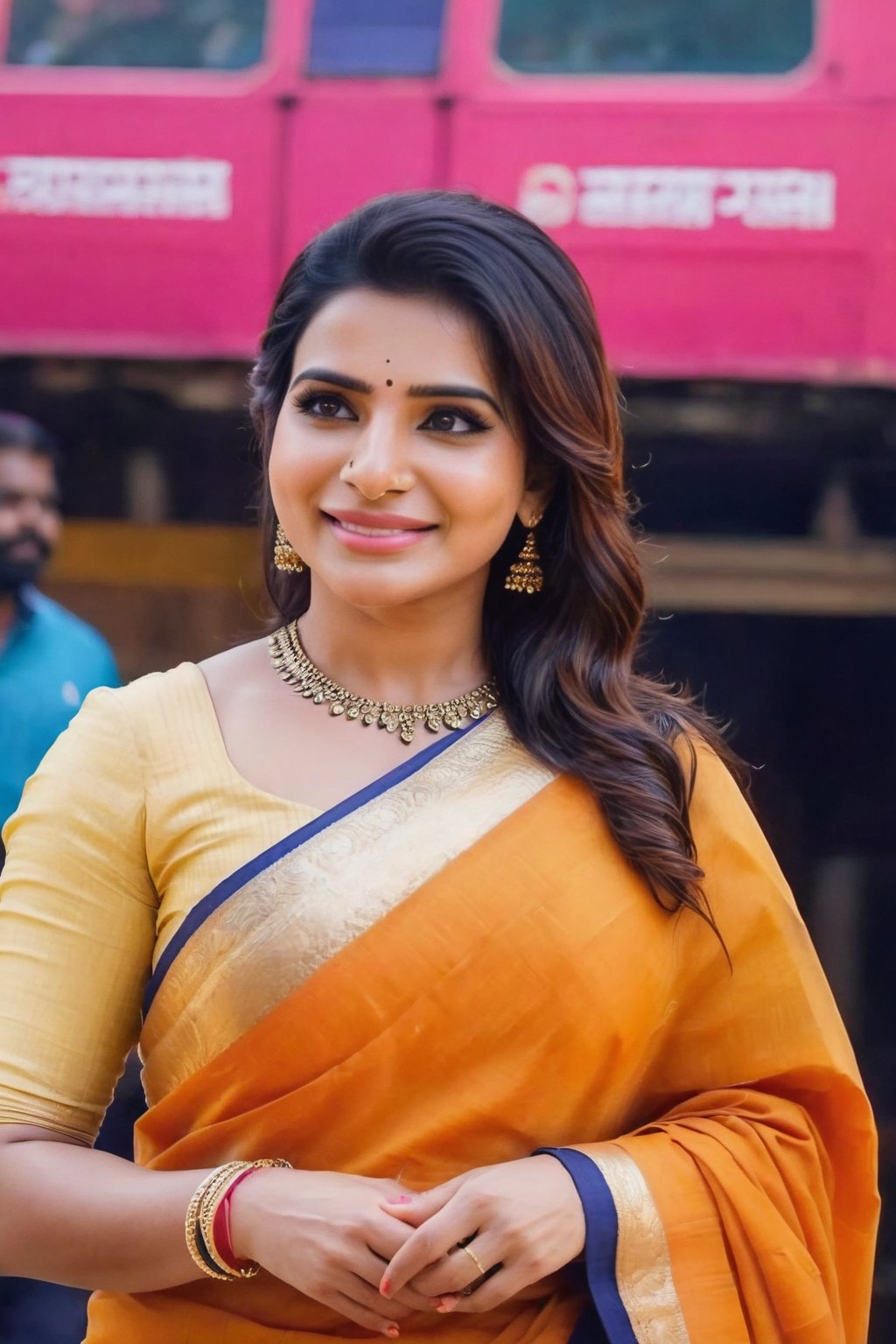  Cute smile Beautiful Saree Traditional 🙂 🥰 Queen 👑 Fantasy Realistic Infinity ♾️  AI Samantha Ruth Prabhu horse riding 