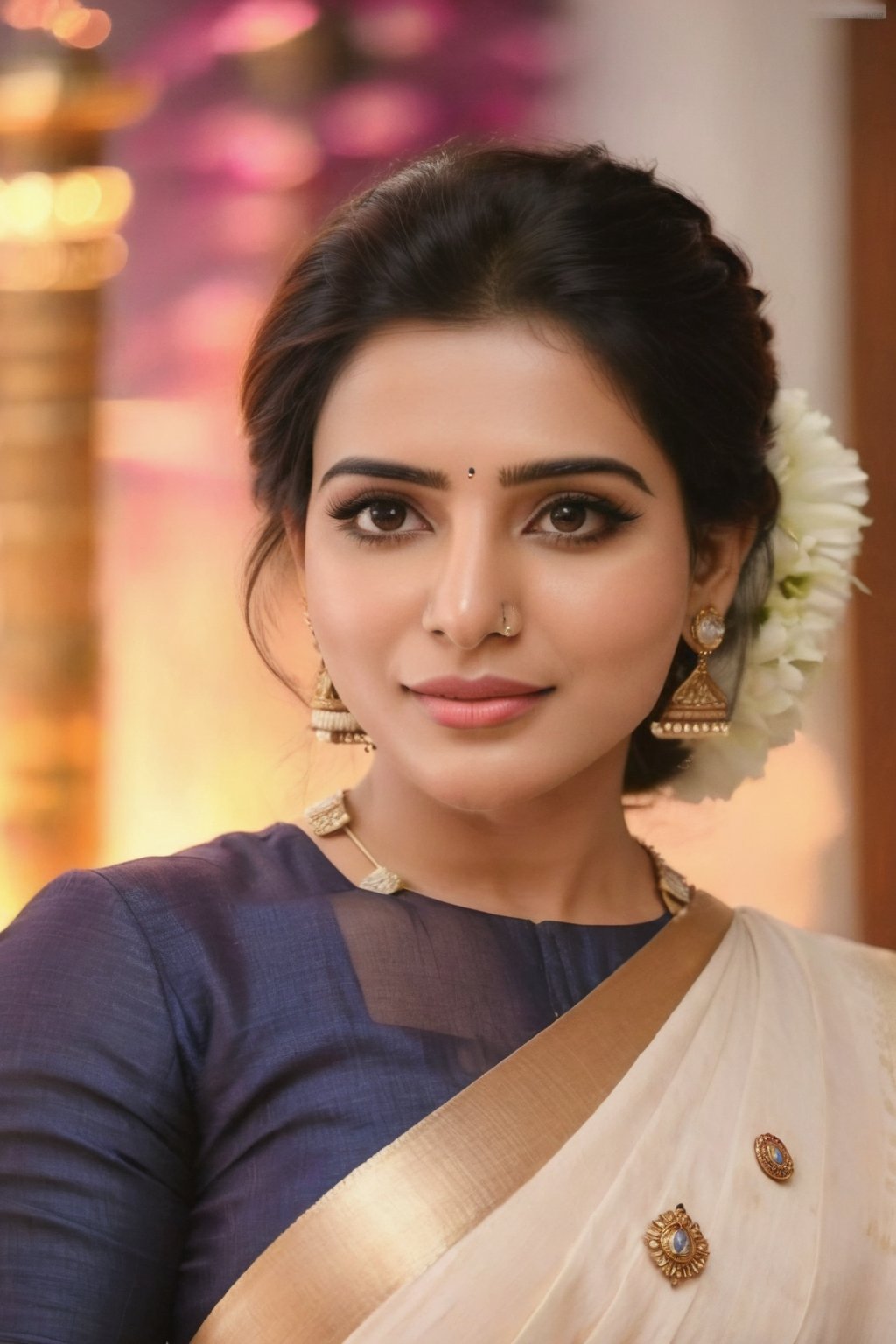 Cute Beautiful, Realistic, Fantasy, Ai, cute, Beautiful,  Traditional fashion Queen , Aesthetic Of Samantha Ruth Prabhu 