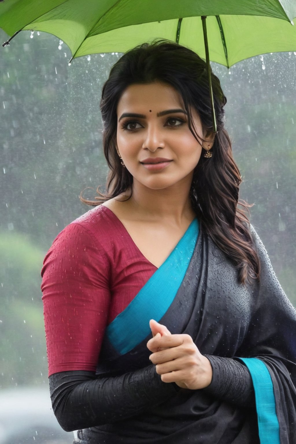 Samantha Ruth Prabhu in rain in Mumbai  Hottest celebrity 🥵 😍 Cute Beautiful Saree Traditional Queen Aesthetic Realistic Fantasy AI Samantha Ruth Prabhu Instagram model, long black_hair, colorful hair, warm, dacing,  indian,Young beauty spirit,shoot.  full photo, full length,  
, top to bottom,
,Future girl,Samantha Ruth Prabhu,18+,SamanthaRuthPrabhu