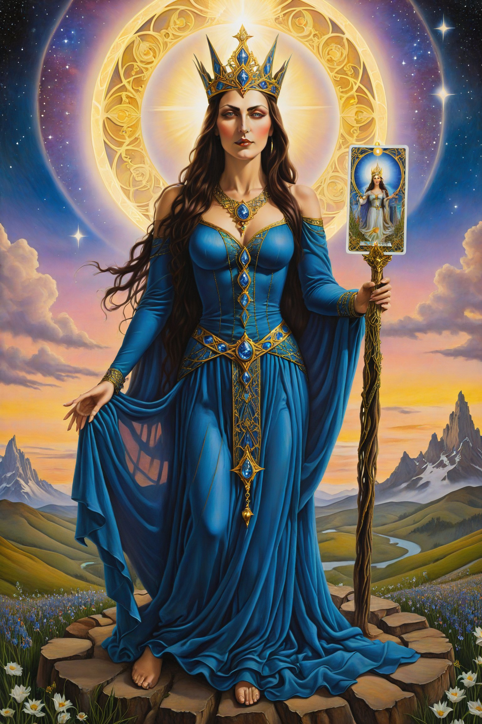 The High Priestess card of tarot,artfrahm,visionary art style