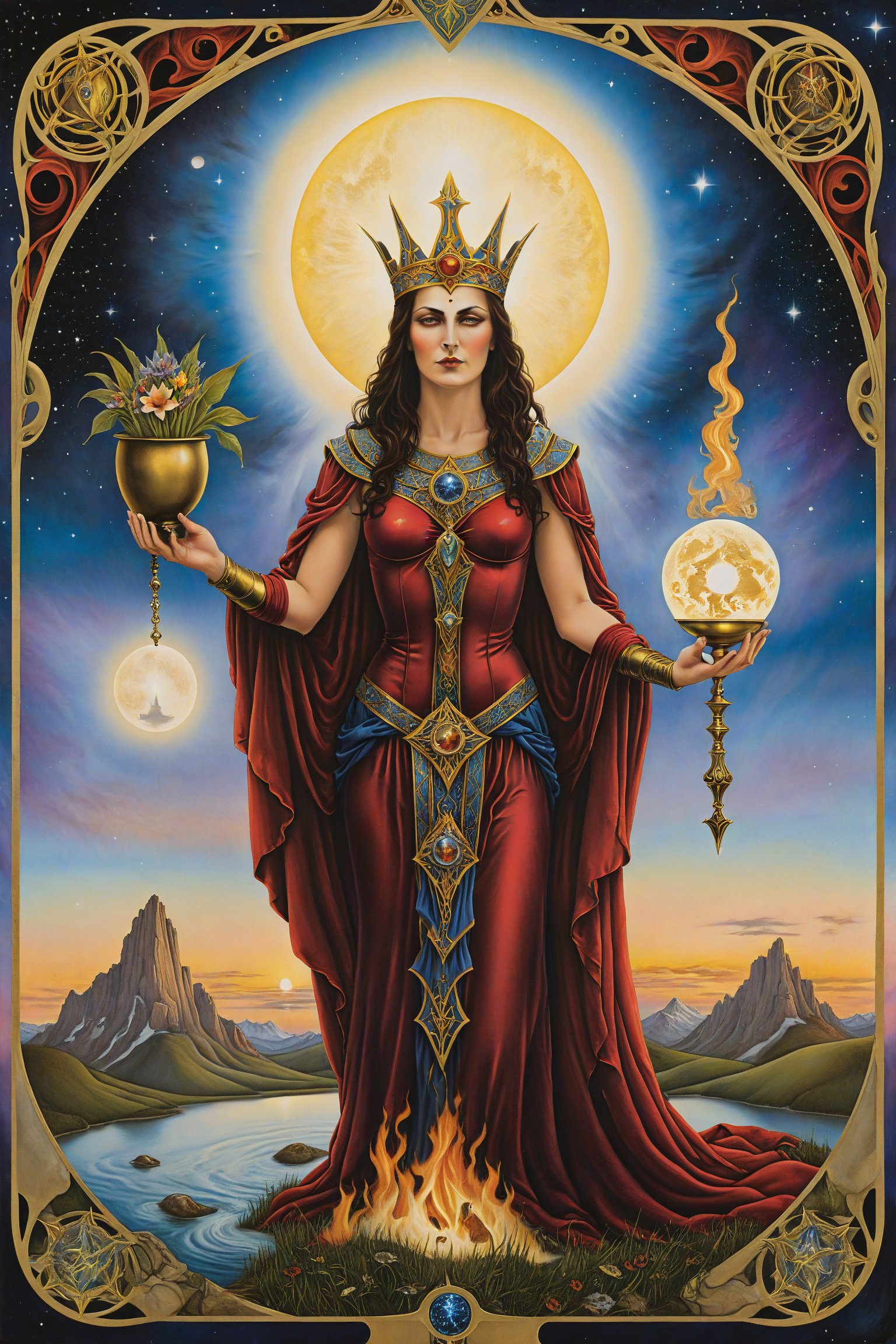 Judgement card of tarot,artfrahm,visionary art style