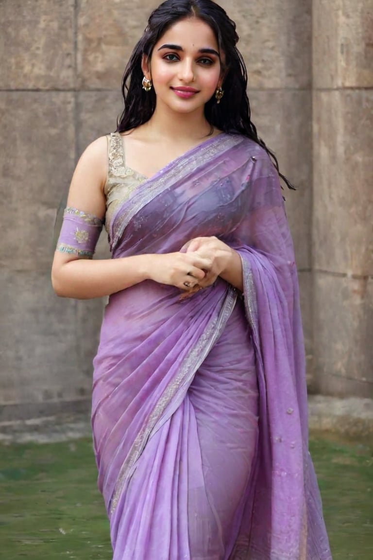 Tamanna bhatia, Beautiful women, face focused, a vibrant and sunny day in a city. A 19-year-old girl at the mall . She is wearing a traditional wet saree , Her long, dark, wet hair is adorned , and she has a gentle smile on her face, exuding confidence and grace., high quality, 8K Ultra HD, hyper-realistic, half body image

 wet clothes, wet clothes, wet skin, wet hair, ,soakingwetclothes,victorian dress,Pakistani dress,indian,saree,saree influencer,saree model