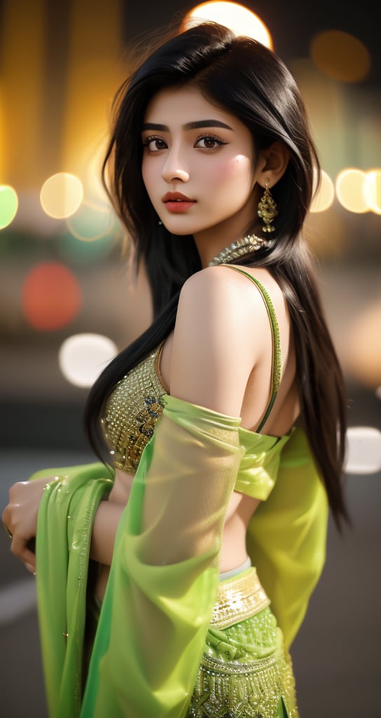 4k,best quality,masterpiece,20yo 1 indian girl, 
muscular fit body, pakistani outfit , ((short hair with long locks:1.2)), black hair, bokeh, stages, 
real person, color splash style photo,
,Colors,1 girl ,photorealistic