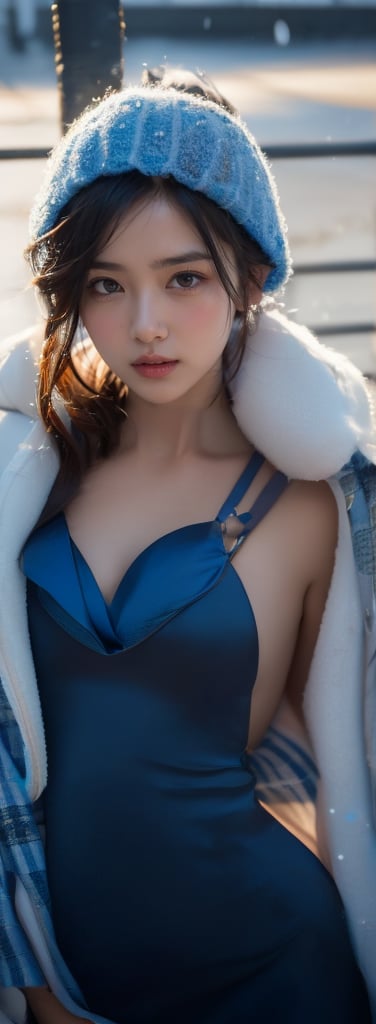 a young woman,looking at the camera,posing,ulzzang, streaming on twitch, character album cover,indigo moment,style of Alessio Albi,daily wear,moody lighting,appropriate comparison of cold and warm,reality,idol,Beauty,beauty