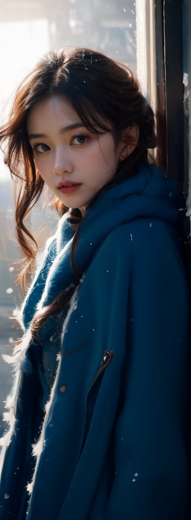 a young woman,looking at the camera,posing,ulzzang, streaming on twitch, character album cover,indigo moment,style of Alessio Albi,daily wear,moody lighting,appropriate comparison of cold and warm,reality,idol,Beauty,beauty
