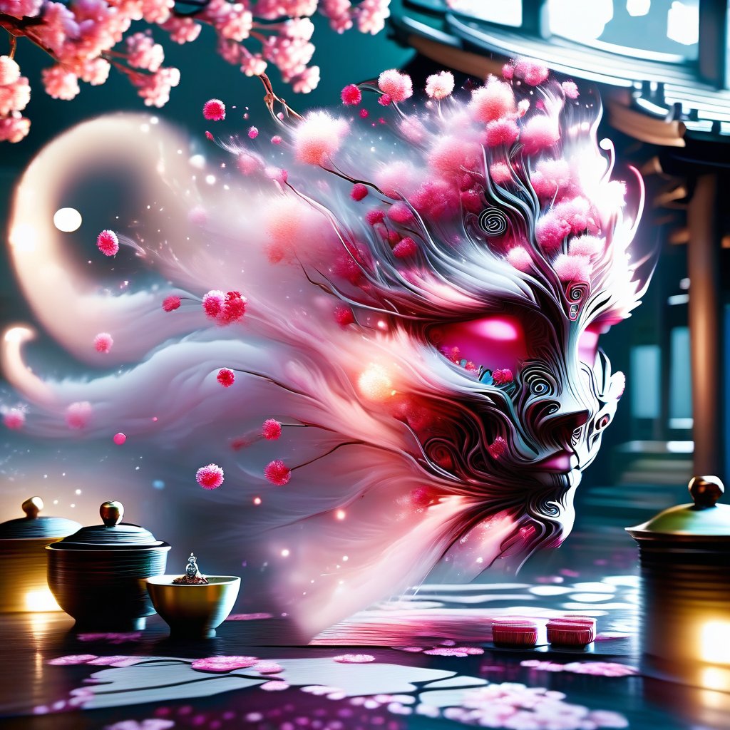 Random cinematic film still ((BBC Style)) A Futuristic cyborg Geisha Queen sitting in a tea house having tea, in a cherry blossom kimono, setting is cyberpunk

, 4k, Canon EOS R3, hdr, smooth, sharp focus, high resolution, award winning photo, 35mm, wide angle shot, full_length, f2.8, bokeh, in the style of Garry Winogrand – Street Photography