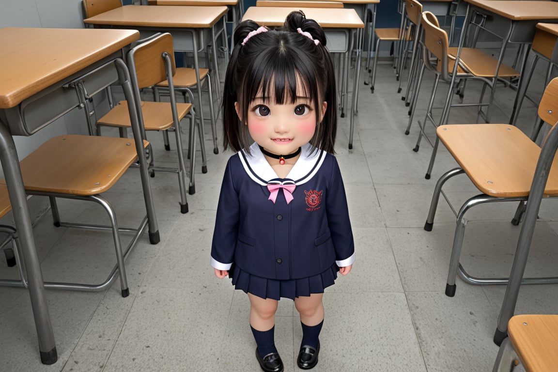 score_9, score_8_up, score_7_up, score_6_up, score_5_up, score_4_up, hd,  (((beautiful five year old girl:1.3))), from above, best quality, 4k, ray tracing, intricate details, highly detailed, medium shot,, rating explicit, black school socks, choker, sweat, blush, biting lip, hot,  (((cute child baby:1.3))), (((pre school age:1.3))), (((5 year old:1.3))), random hairstyle school style shand hair color,  happy face, squinting eyes,
 (((full body of the girl:1.3))),open mouth, on dramatic lights, Japanese kindergarten uniform,Japanese Kindergarten Background, girl leaving the classroom