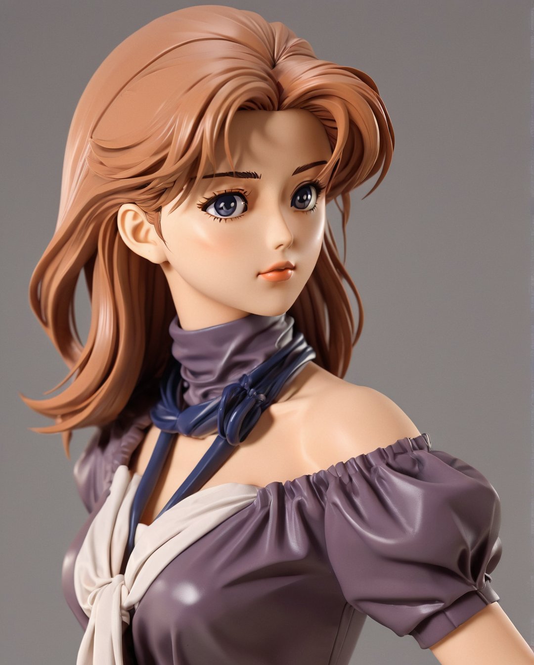 high resolution woman anime bust with the 1980s fashion clothes and hairstyle,1980s (style)