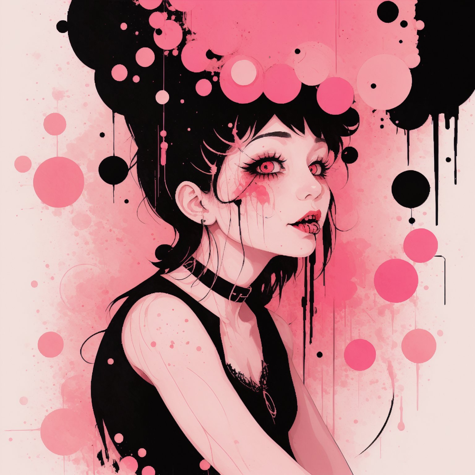 gothic vampire, pink bubblegum, ink on paper, colorful, vibrant colors, sy3 style, withLora(Sy3,0.55)