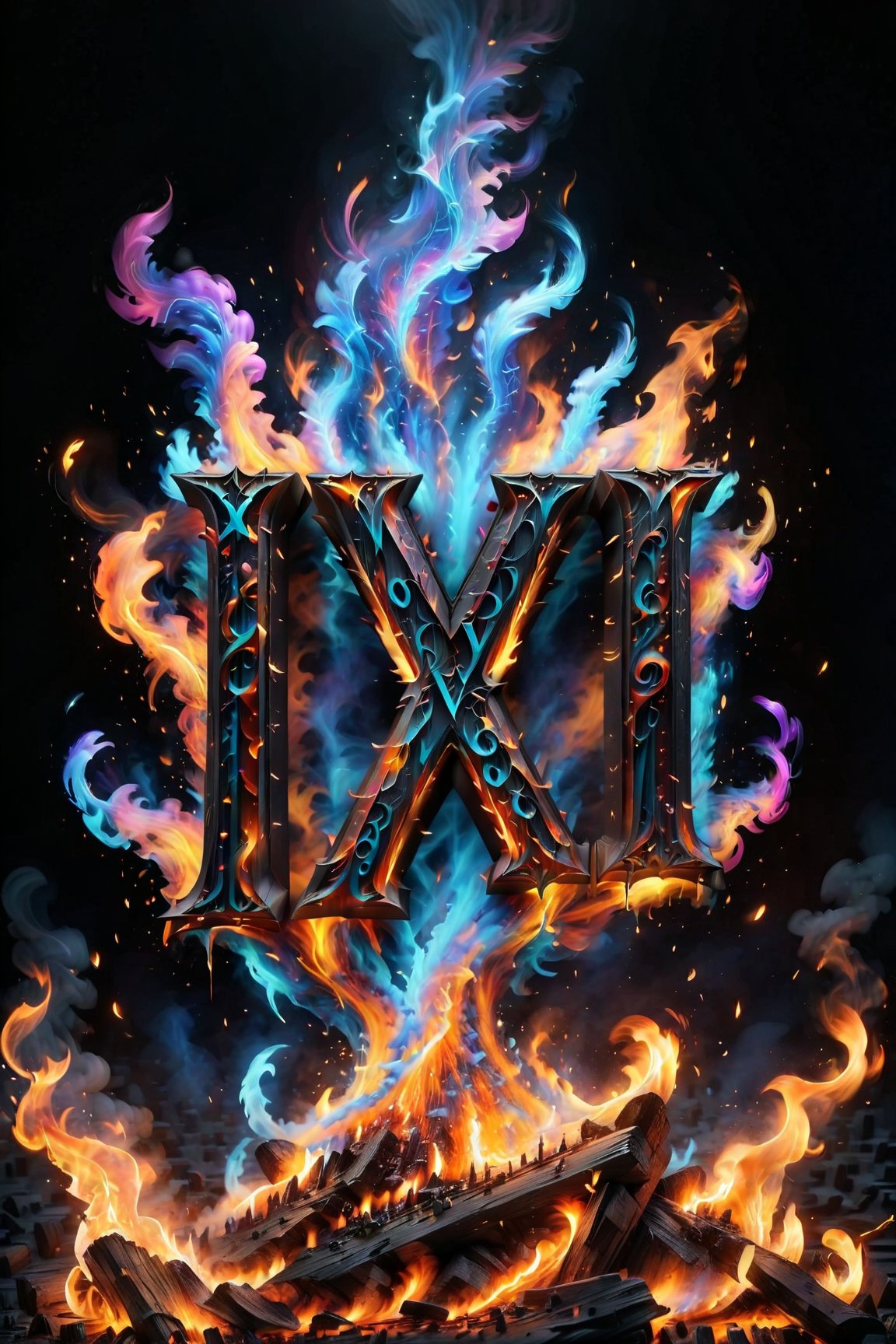 create an AMOLED dark wallpaper with a (text: ("xVoRoNx")), the texts are made with magical illusion, burning texts, floating letters, mystical, ((detailed texts and letters)), ((masterpiece:1.2)), (majestic:1.2), (best image), ((best quality)), ultra high texture details, 16K, masterpiece, UHD, Graffiti3D, txaa.