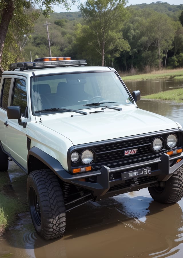 Niva 2121,Off-road vehicle running in a swamp