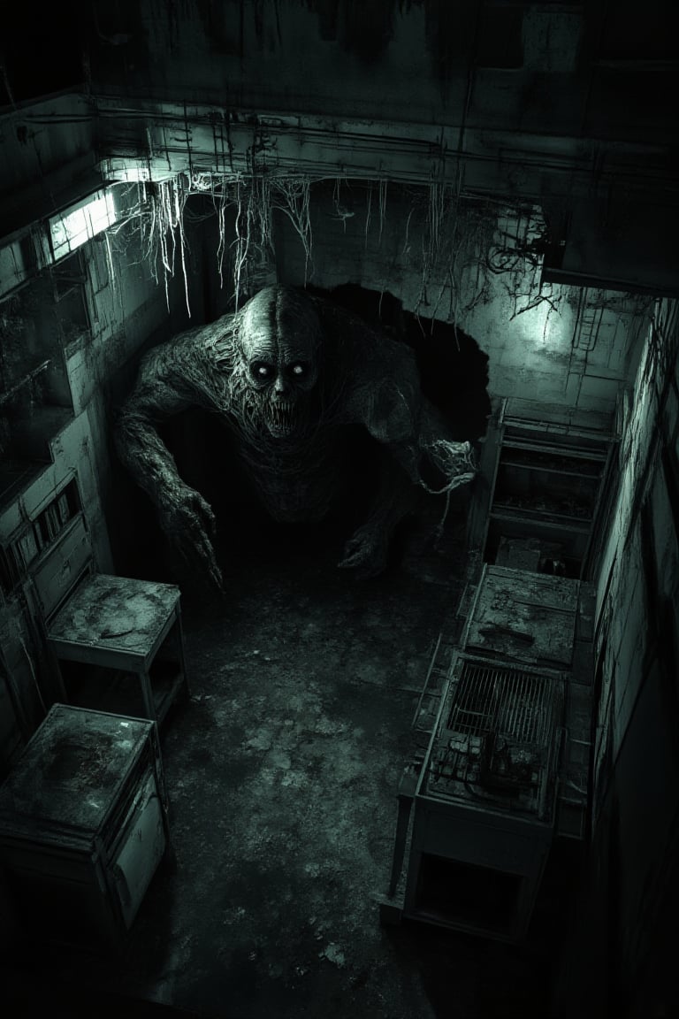 "A spine-chilling illustration of a terrifying 

horror art, gore, abandoned kitchen, dystopian, dark theme,  , haunted place, scarry, fat man holding knife  ,

(masterpiece, best quality, official art, extremely detailed CG unity 8k wallpaper, absurdres, 8k resolution, Cinematic Lighting)."