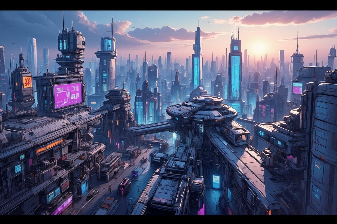 Sci-fi style digital art, the city of scientist and engineers, the place where technical and technological wonders are born, (urban landscape), 