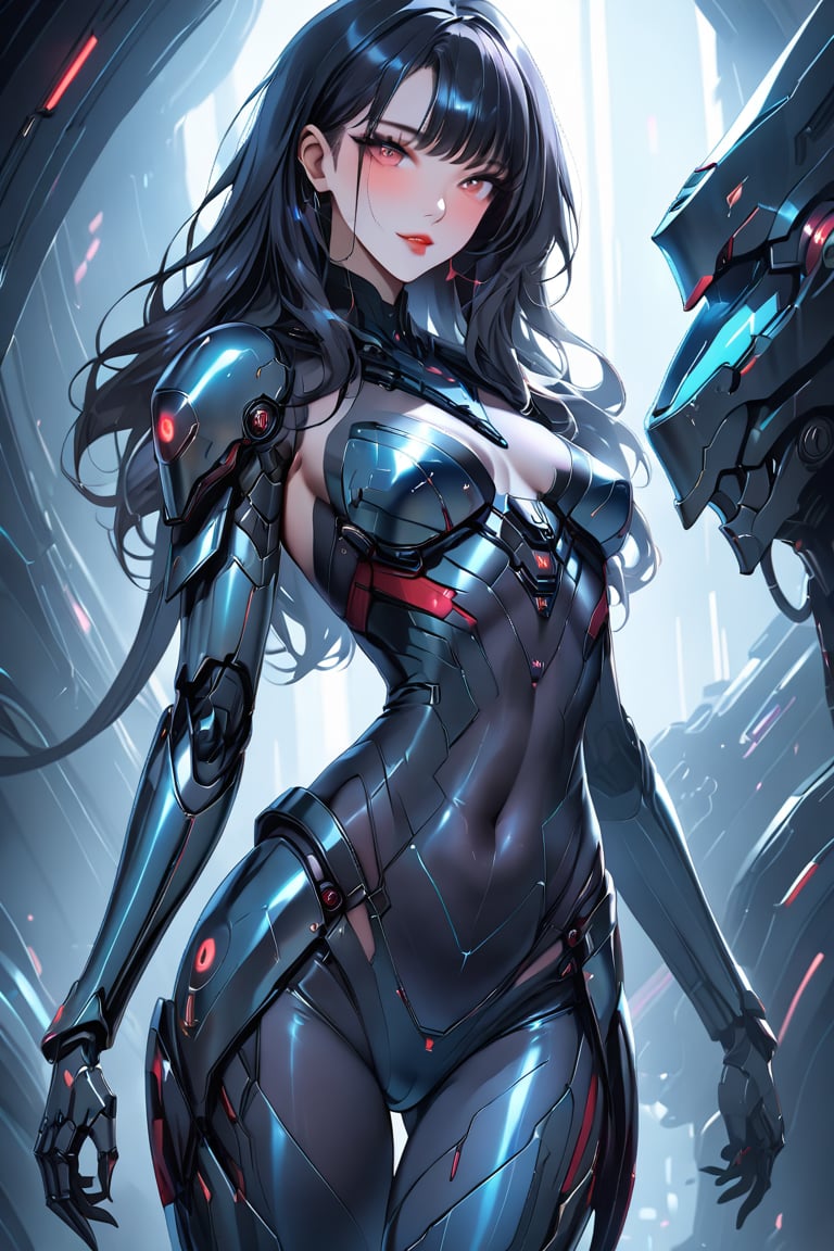 a alien seductress woman, with some mechanical armor in her body, she have some 