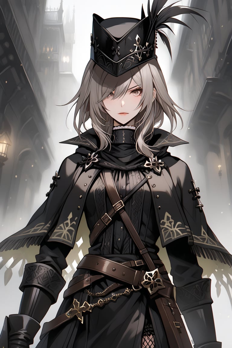 a medium shot, of a Lady Maria, hat, 