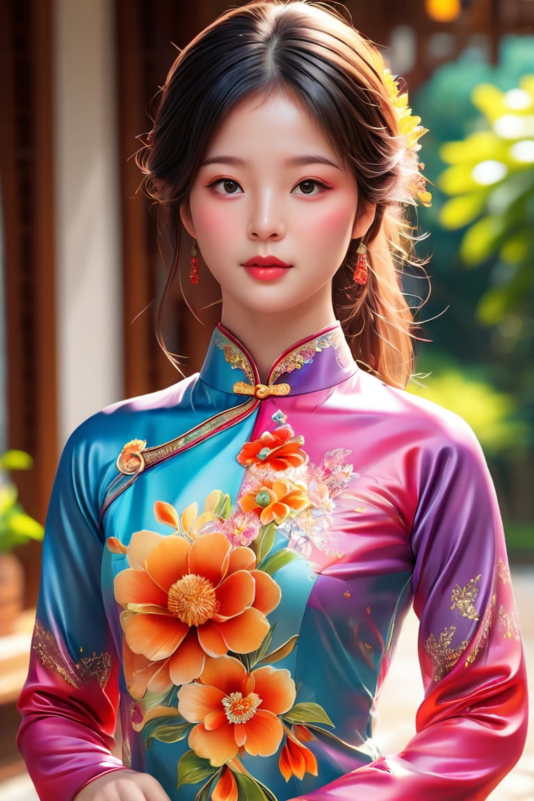 1girl,best quality,masterpiece,illustration,an extremely, colorful AO DAI clothes, delicate and beautiful,CG,unity,8k wallpaper,Amazing,finely detail,masterpiece,official art,extremely detailed CG unity 8k wallpaper,incredibly absurdres,huge filesize,ultra-detailed,highres,extremely detailed,beautiful detailed girl,realistic