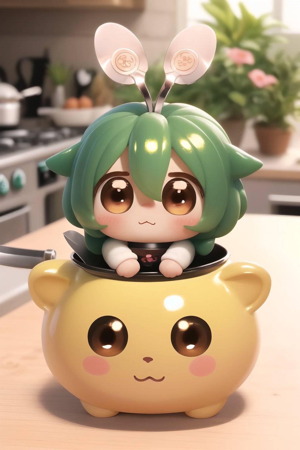 score_9,score_8_up,score_7_up, ,masterpiece,4K,best quality,(chibi,cute,kawaii),cute shape,trembling,other,(cute expression),((no humans)),miniature garden,ultra-detailed,more detail,big ears,big eyes,soft,round,(holding a shiny kitchen knife),raise the kitchen knife,