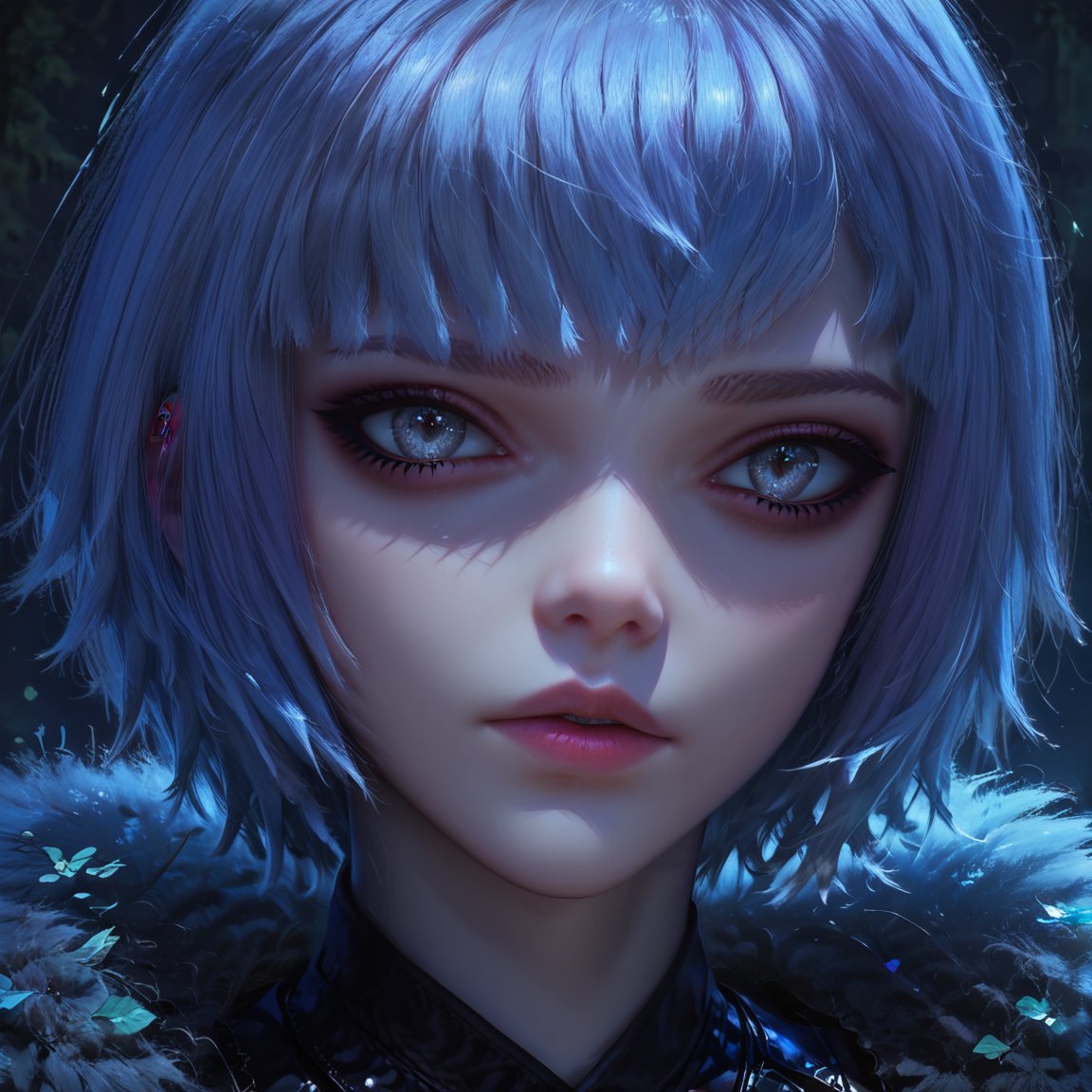 (close up shot of face),(best quality),1girl,(detailed eyes),gray eyes,white hair,short hair,emo,Expressiveh,concept art,TY,BYK,dusk,