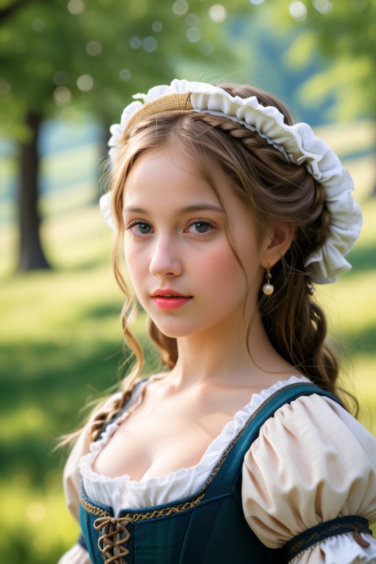 A shepherdess, in the style of the Renaissance, exuding elegance amidst pastoral beauty. (masterpiece, top quality, best quality, official art, beautiful and aesthetic:1.2), (1girl:1.4), portrait, extreme detailed, highest detailed, simple background, 16k, high resolution, perfect dynamic composition, bokeh, (sharp focus:1.2), super wide angle, high angle, high color contrast, medium shot, depth of field, blurry background,impressionist painting