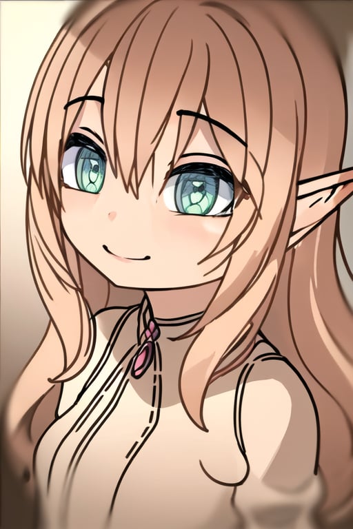 ((masterpiece, best quality)),((masterpiece)), ((best quality)), (ultra-detailed), ((kawaii)), cute, (lovely), ((extremely detailed)),best quality, (beautiful), dynamic angle, sacred place, a cute girl, 1girl, solo, ((elf )),beautiful blond hair, beautiful green eyes, ((beautiful eyes)), long hair, smile,