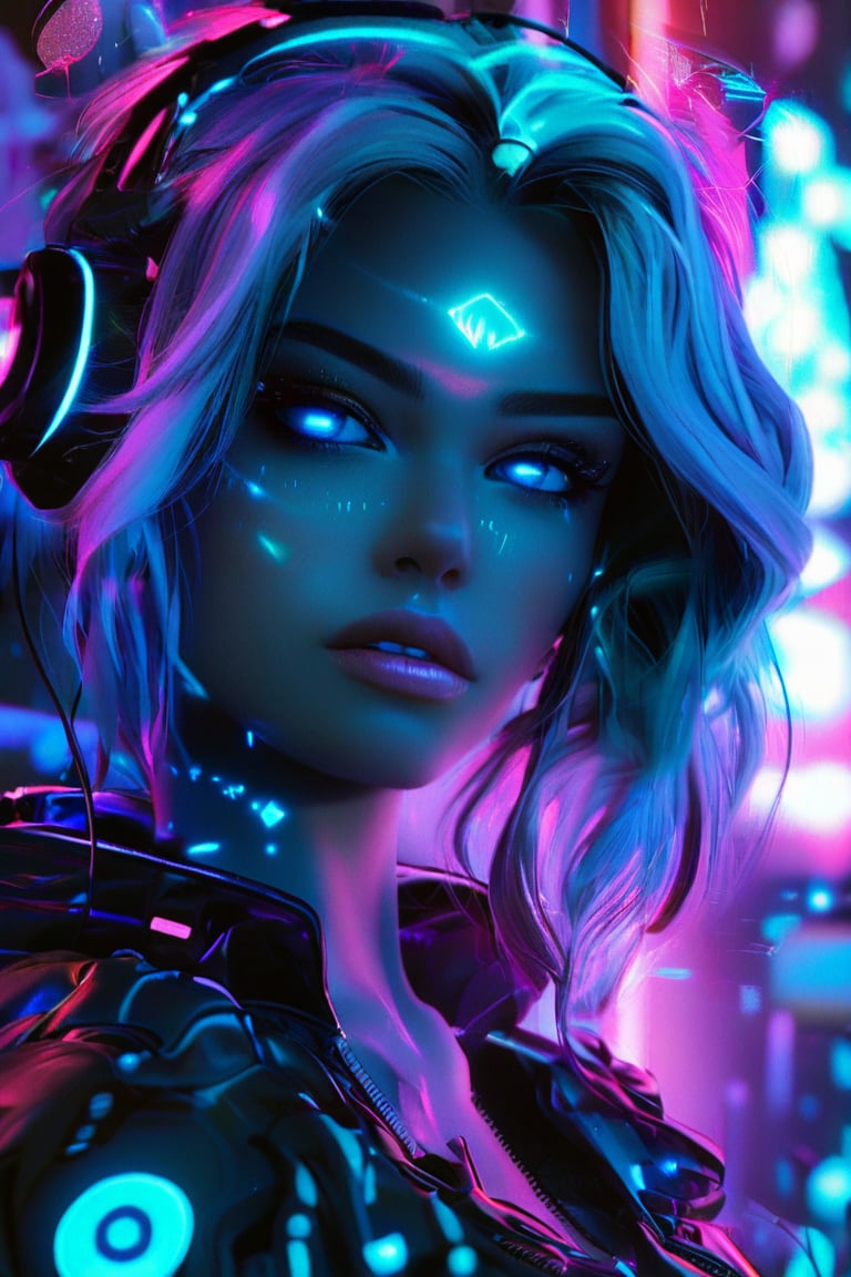 beautiful pale cyberpunk female, hyper detail, cinematic lighting, purple hair, emerald neon light city, 4k, trending on artstation, pixiv, perfect detail, Artstation illustrators, intricate details, face, passion smile, neon sunglasses, full body portrait, headshot, illustration, UHD, 4K, high resolution face, detailed face, high definition eyes, detailed eyes,cyberpunk style, cute face, anatomically correct, (sexy and aesthetic), (cybernetic, cyborg), color pallete, retro futuristic, space ship interior background, cyberpunk.