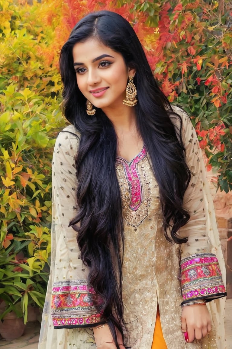 lovely cute young attractive teenage girl, 25 years old, cute, an Instagram model, long black_hair, colorful hair, winter, dacing, wear salwar kameez