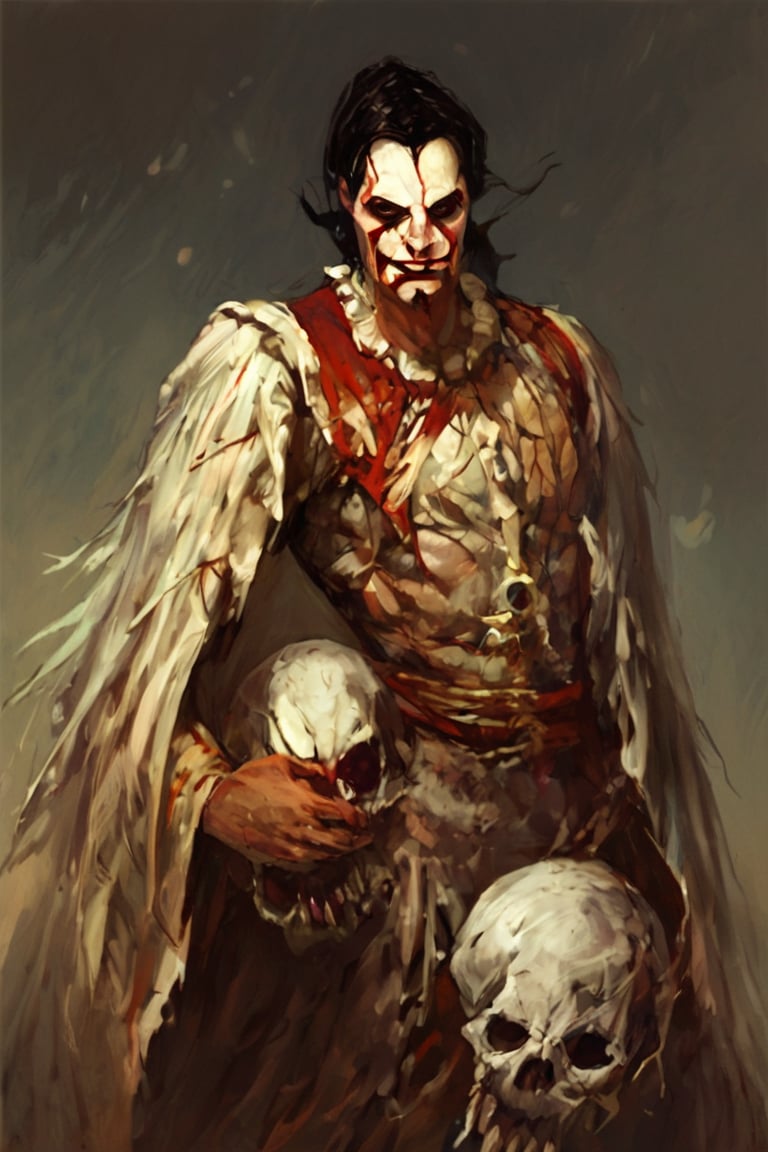 score_9, score_8_up, score_7_up, score_6_up, justin_sweet_style illustration, Xzar from Baldur's Gate, (wild black hair), (human ears:1.0), (messy and unkempt hair:1.1), (pale complexion:1.3), (Jack Nicholson:Willem Dafoe:0.5), (intense gaze:0.5), (dark brown eyes:1.2), (sinister and eccentric appearance, early 40s:1.4)