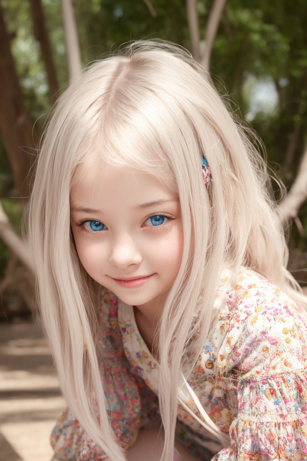 High detaild images sharpness, beautiful face, masterpiece, 8k, HDR, hyperrealistic, Masterpiece, photorealistic, RAW photo, best quality, (sharp:1),high-resolution photograph, Full body view of  11 yo little tween girl, tween girl, white hair, smiling face, blue eyes, blush, blushed, blushing, pale white skin,slender girl, beautiful face, masterpiece, 8k, HDR, hyperrealistic, beautiful face, perfect body, happy, smile, fun, childish hippie wear, wearing only a Hippie dress, smile, petite, lolicon, cute, sweet, pov, stunning use of shadows, in the syle of crisp lines and forms, UHD, shot on a Sony A7III --ar 1:2 --style raw --stylize 250,csr style,High detaild images sharpness, beautiful face, masterpiece, 8k, HDR, hyperrealistic,  photorealistic, RAW photo, best quality,tween girl body by David Dubnitskiy,Detailedface