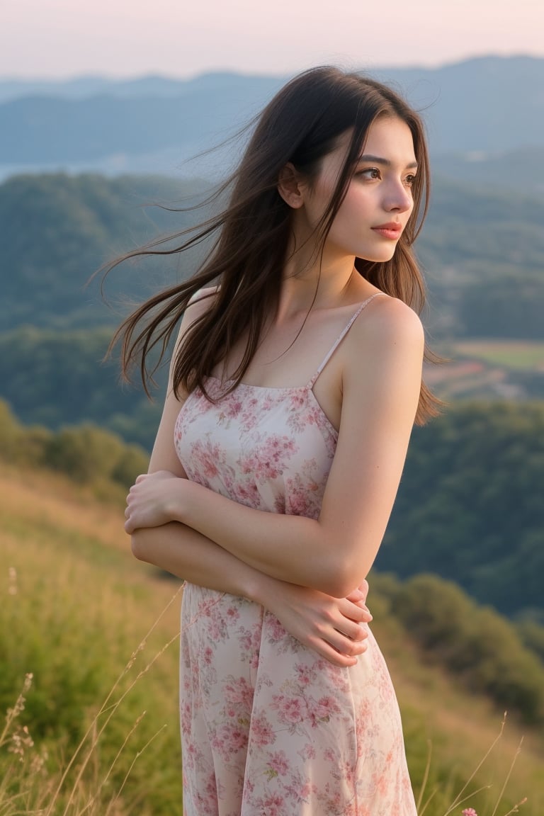 Indian girl, 20 year old , 


Imagine an Indian girl, Priti,
Imagine a stunning photo of a 20-year-old girl standing at the edge of a cliff during golden hour. She's wearing a flowing, pastel-colored sundress that catches the soft, warm light of the setting sun. Her hair is gently tousled by the breeze, and she has a serene, confident expression on her face, looking out at the breathtaking landscape below. The sky is a canvas of vibrant oranges, pinks, and purples, perfectly complementing the natural beauty of the scene. In her hand, she's holding a delicate bouquet of wildflowers, adding a touch of whimsical charm. This photo captures a perfect moment of tranquility and natural beauty, making it an ideal post to captivate and inspire viewers on Instagram, sure to go viral with its enchanting and p.      
Her eyes looking beautiful ,hair looking black 

