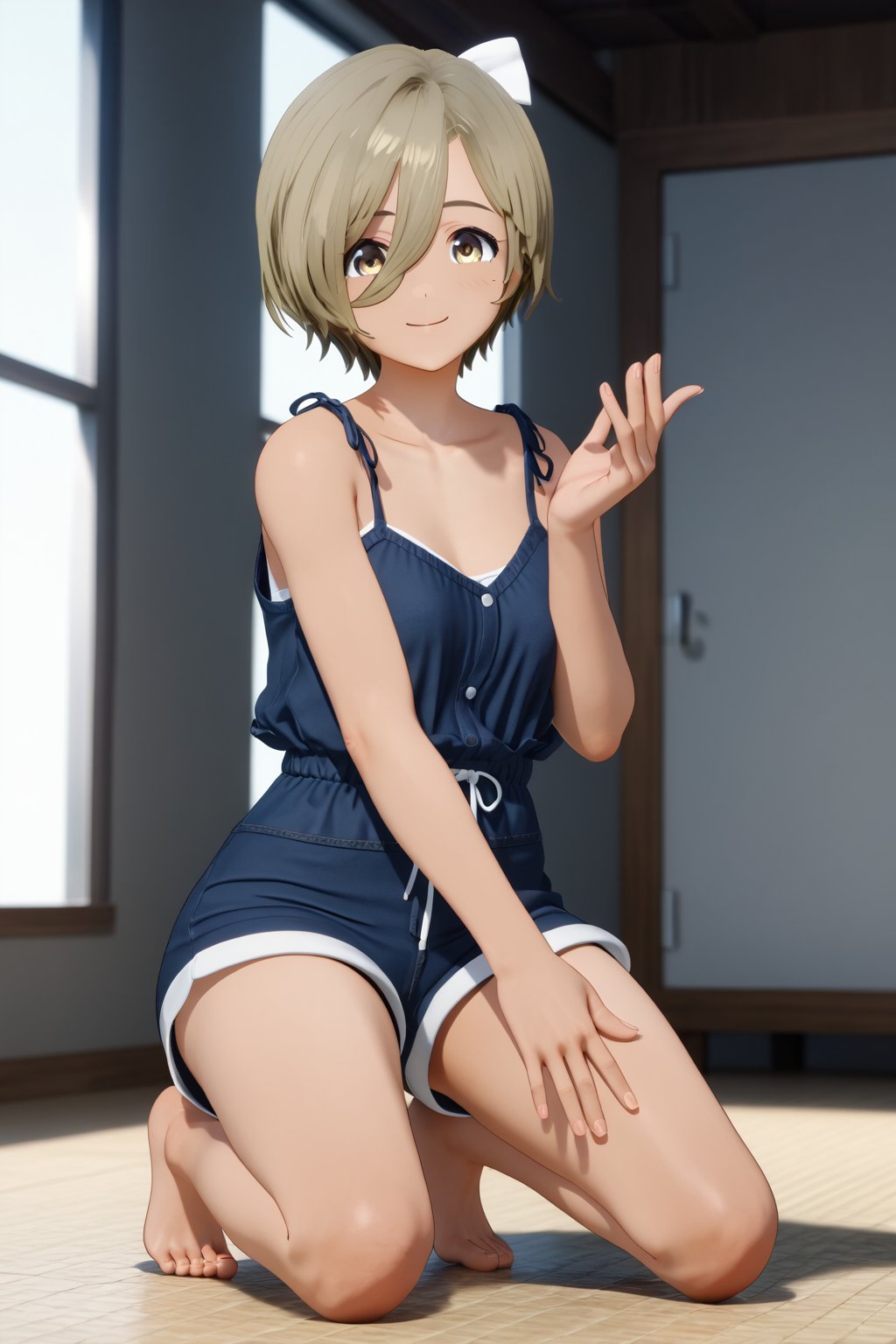 score_9, score_8_up, score_7_up, score_6_up, source_anime,Masterpiece, best _ quality, (3d-detailed:1.4),
Score_Anime,3d,
 rupa, short hair,blond hair, smile,22_years_old,
,
1girl,solo,kneeling,kneeling on one knee,on one knee,cowboy shot,looking at viewer,
(4_fingers+1thumb on hand), beautiful_female_fingers,rupa (girls band cry)