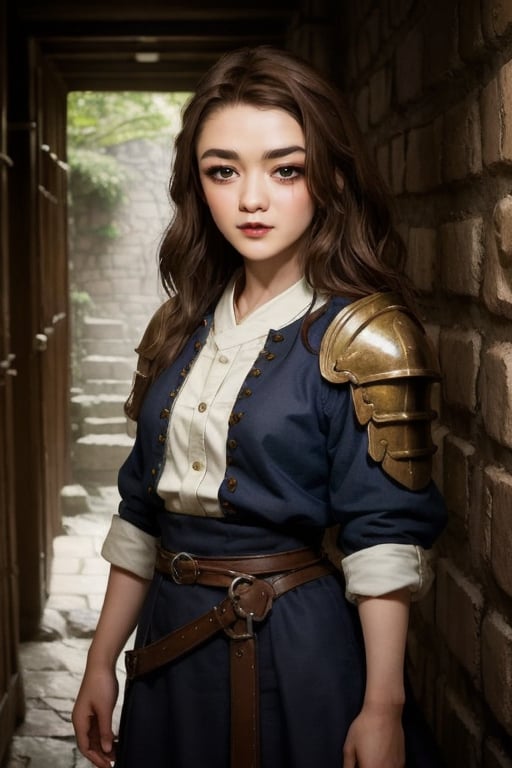 A Serious female paladin human with Brown eyes, Brown hair, Oriental skin, art by studio ghibli and Jeff Easley in a dungeon