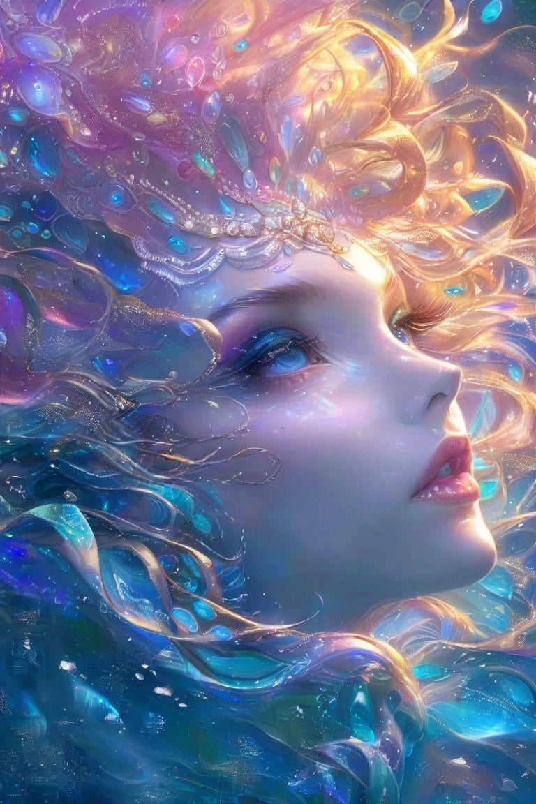 Battle Action, Enveloped in an ethereal aquatic glow, a mesmerizing siren emerges from the depths, her enchanting presence unmistakable. With shimmering scales reminiscent of a rainbow and piercing oceanic eyes, she exudes a mystical allure unlike any other. This stunning portrayal, whether in a vividly detailed painting or a hauntingly beautiful photograph, captures the essence of myth and magic in perfect harmony. Every exquisite detail, from the flowing strands of seaweed-like hair to the subtle iridescence of her tail, is rendered with impeccable skill and attention to detail, making this image a true work of art.,detail quality Enhancer