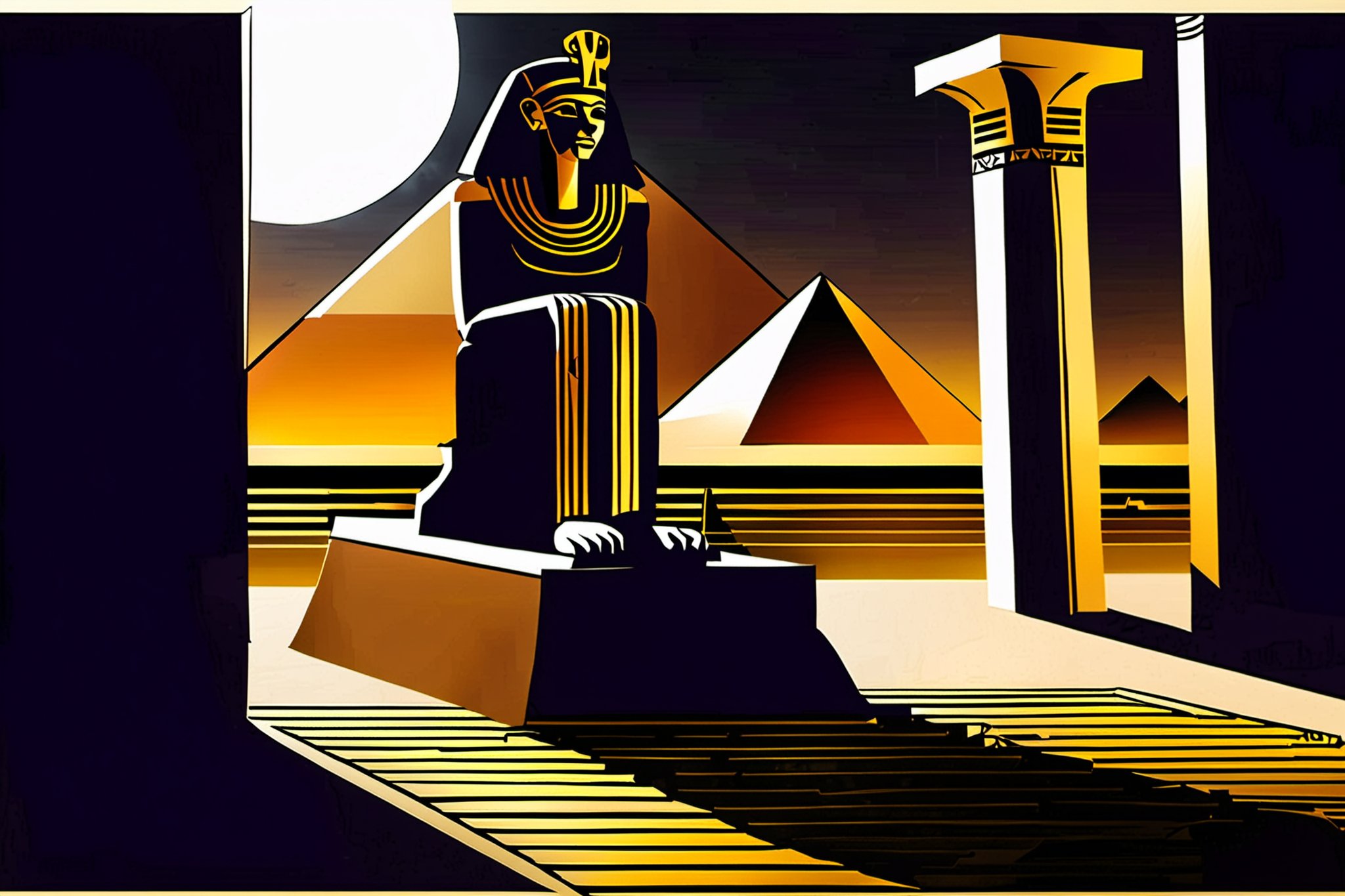 A stunning ancient Egyptian masterpiece, rendered in high-quality CGI at 1024K resolution. The scene depicts Queen Yakhhotep, draped in regal attire, standing strong amidst the grandeur of a royal palace. Her expression is one of resolute grief, as she commands her forces led by her eldest son, Camus, who now ascends as Pharaoh. The composition is harmonious, with intricate hieroglyphics and golden accents enhancing the aesthetic. The lighting is dramatic, highlighting the tension and triumph of their situation, while betrayers lurk in the shadows, hinting at a potential trap.