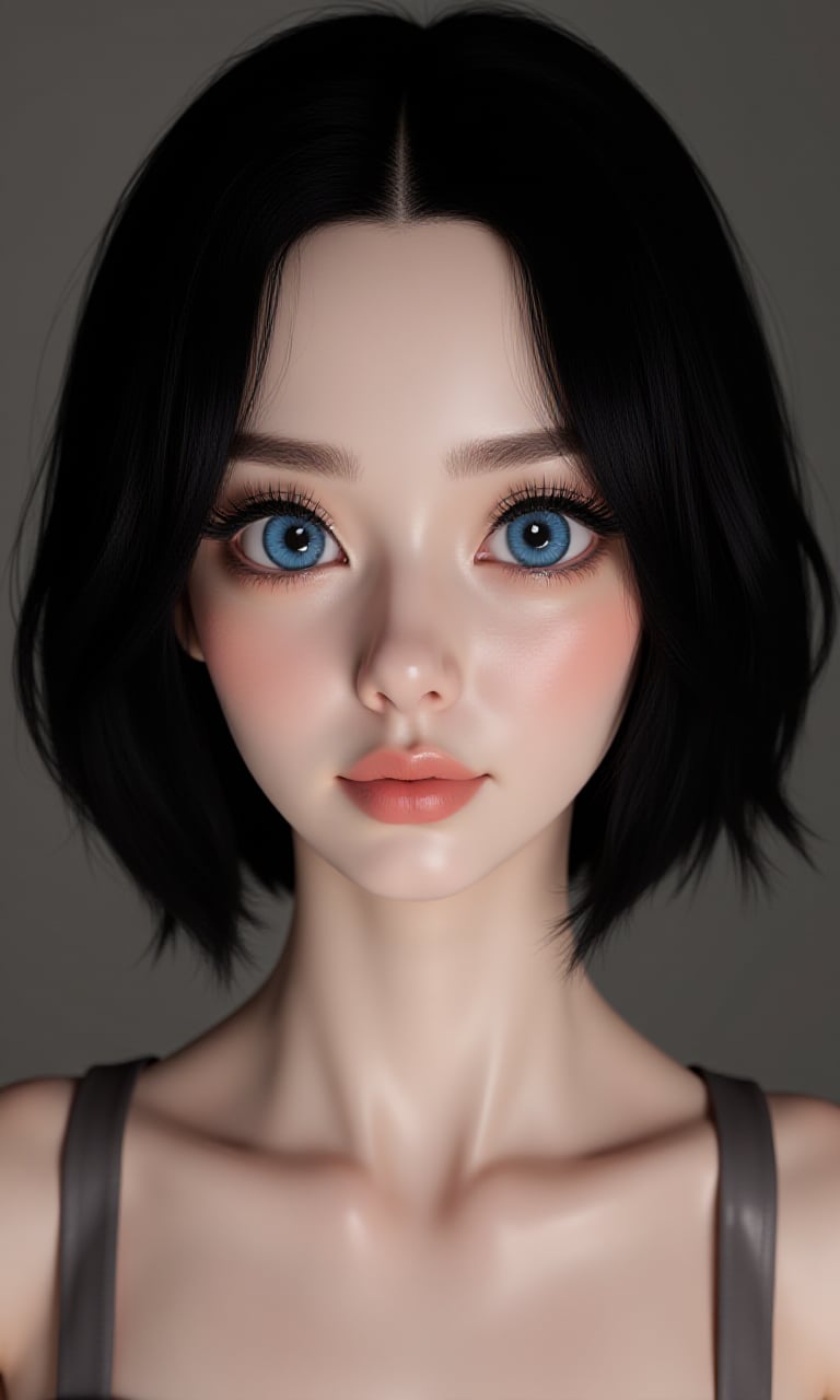 It is a photorealistic avatar powered by Codec Avatars that belongs to the Second Life metaverse and has black hair, white skin, big blue eyes with long, thick, beautiful eyelashes and a big smile. Its style is Daz studio with PBR effects.