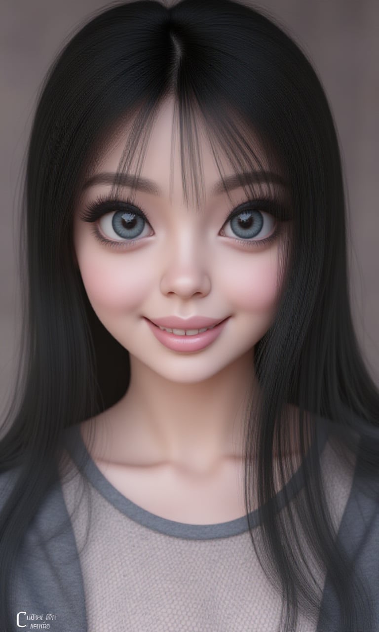 It is a photorealistic avatar powered by Codec Avatars that belongs to the Second Life metaverse and has black hair, white skin, big blue eyes with long, thick, beautiful eyelashes and a big smile. Its style is Daz studio with PBR effects.,score_9, score_8_up, score_7_up, BREAK,