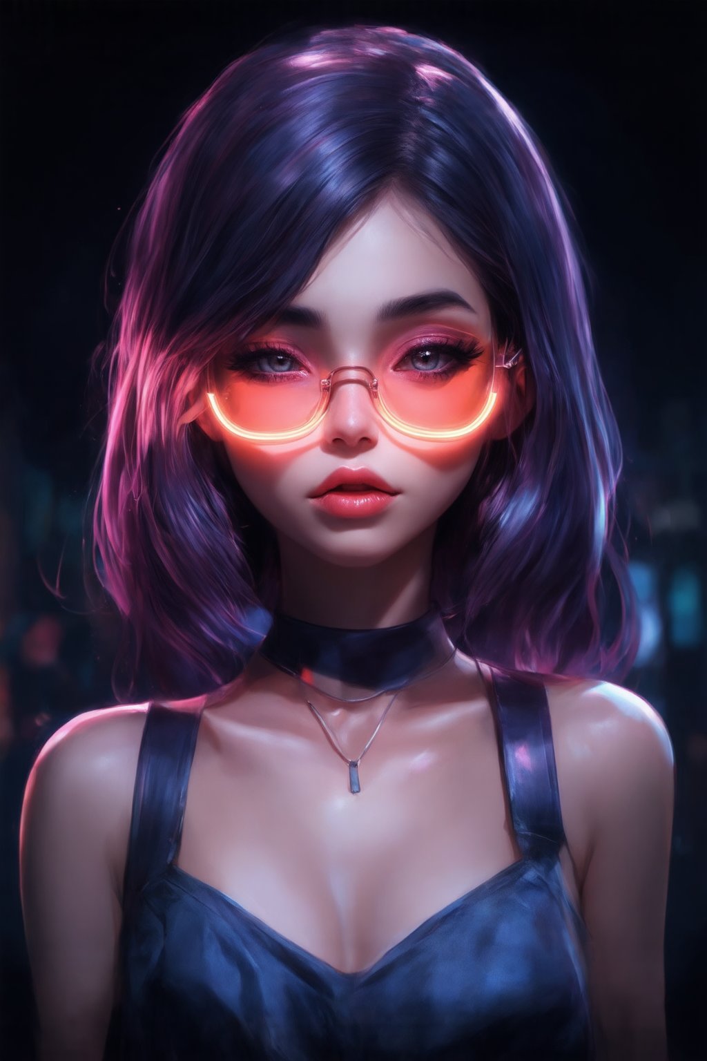 Similar graph, a cyberpunk girl, Wear clear neon glasses, cyberpunk., golden ratio details, 32k uhd, fantasy, cyberpunk, intricate, decadent, highly detailed, digital painting, ever after high, octane render, artstation, concept art, smooth, sharp focus, illustration, art by artgerm, loish, wlop. (heartwarming, uplifting, charming), (UHD, masterpiece, detailed eyes, detailed face, highest quality), (light leaks, subsurface scattering, rim light, beautiful lighting and shading, deep background, vibrant complementary colors, sharp focus)